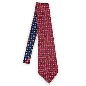 Tommy Hilfiger | Deep Red & Navy Blue Printed Italian Silk Neck Tie